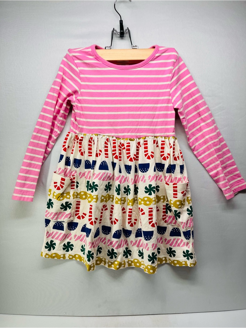 Hanna Andersson Pink Striped Top with‎ Multicolor Candy-Print Skirt